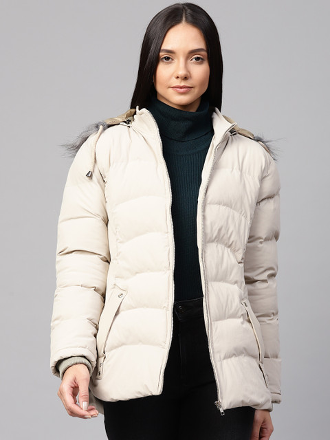 

Fort Collins Women Off-White Solid Lightweight Parka Jacket