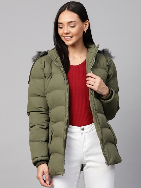 

Fort Collins Women Olive Green Solid Lightweight Parka Jacket