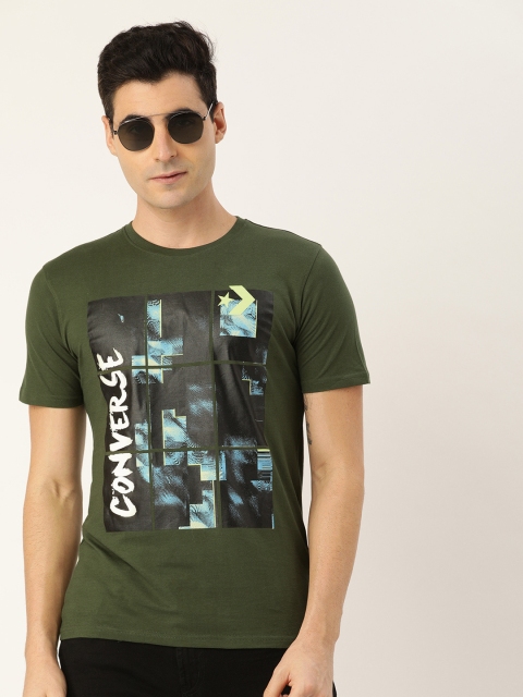 

Converse Men Olive Green Printed Glow in the Dark Round Neck T-shirt