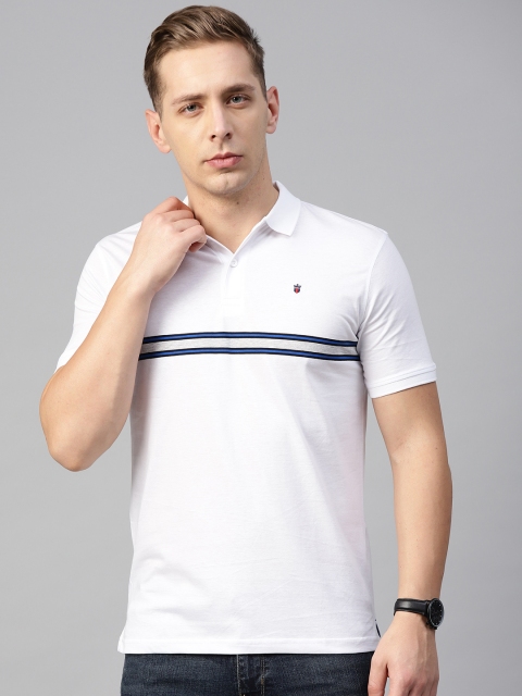 

Louis Philippe Sport Men White Solid Polo Collar Pure Cotton T-shirt