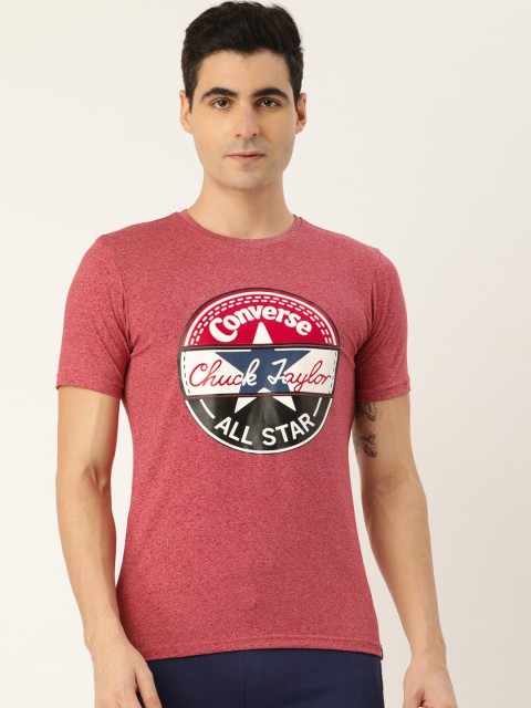 

Converse Men Red Melange Printed Round Neck T-shirt