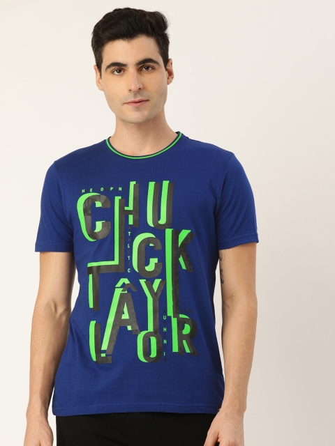 

Converse Men Blue Printed Round Neck Pure Cotton T-shirt