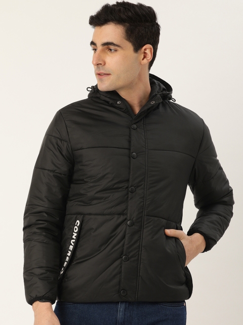 

Converse Men Black Solid Padded Jacket with Printed Detail