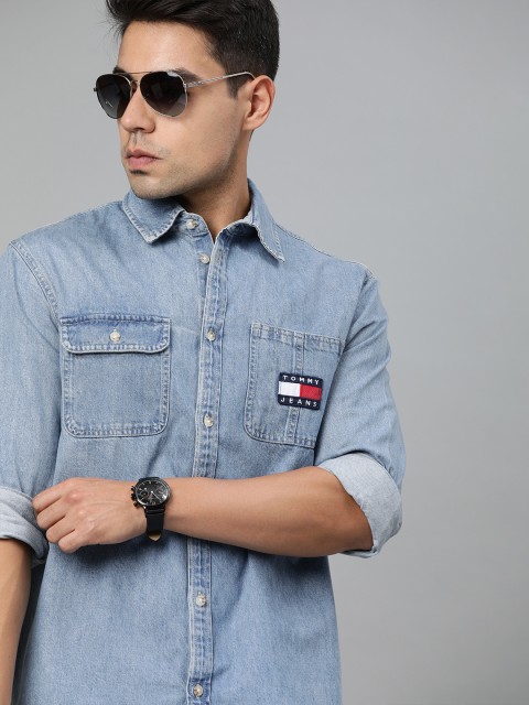 

Tommy Hilfiger Men Blue Regular Fit Solid Casual Shirt