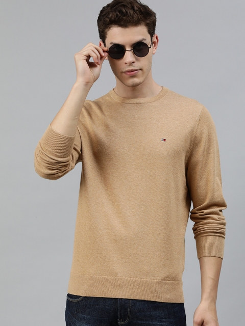 

Tommy Hilfiger Men Khaki Solid Pullover Sweater
