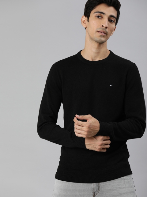 

Tommy Hilfiger Men Black Solid Pullover Sweater