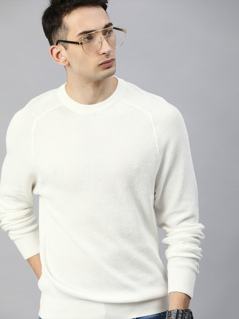 

Tommy Hilfiger Men White Solid Pullover Sweater