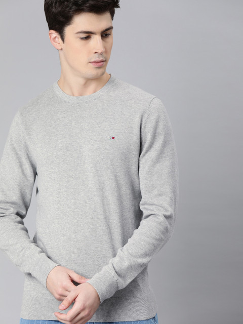 

Tommy Hilfiger Men Grey Melange Solid Pullover Sweater