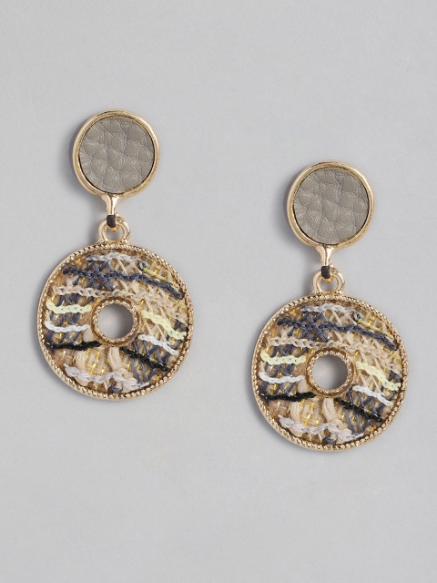 

DressBerry Gold-Toned Circular Drop Earrings