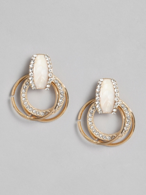 

DressBerry Gold-Plated White Studded Circular Oversized Studs