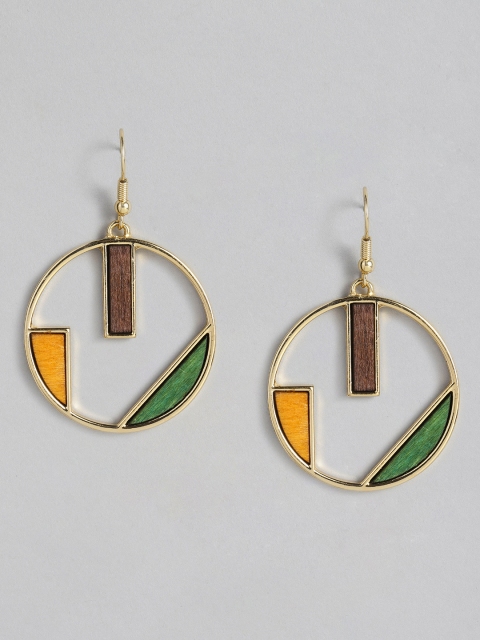 

DressBerry Gold-Toned Circular Drop Earrings