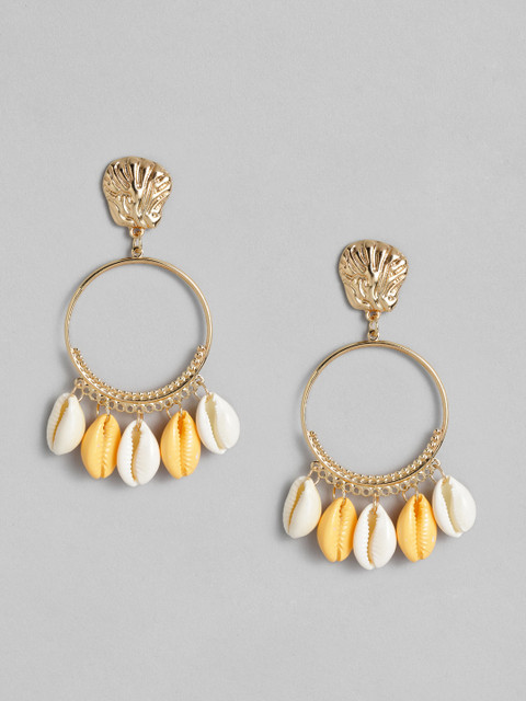 

DressBerry Yellow & White Gold-Plated Circular Drop Earrings