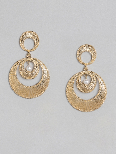 

DressBerry Gold-Toned Crescent Shaped Drop Earrings