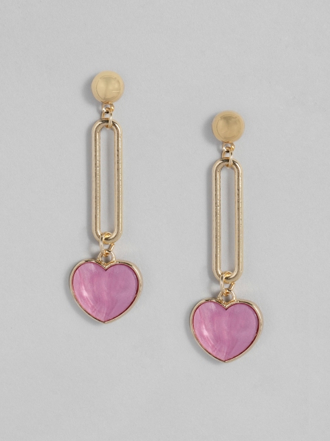 

DressBerry Pink Gold-Plated Heart Shaped Drop Earrings