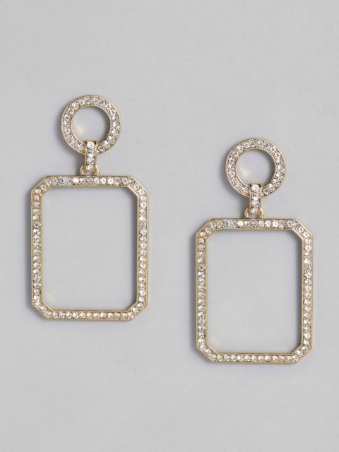 

DressBerry Gold-Plated Studded Geometric Drop Earrings