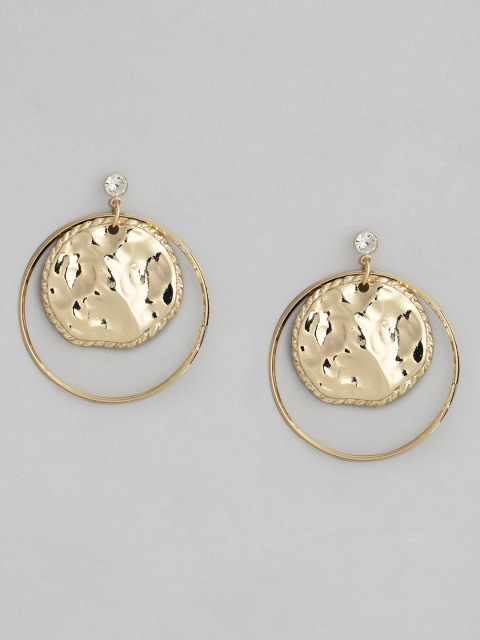 

DressBerry Gold-Plated Studded Circular Drop Earrings