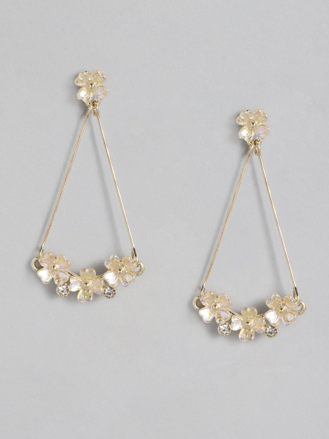 

DressBerry Gold-Plated Studded Floral Drop Earrings