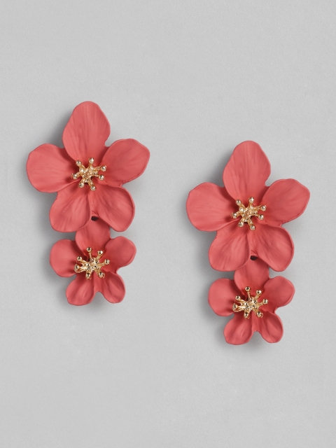 

DressBerry Coral Red Floral Drop Earrings