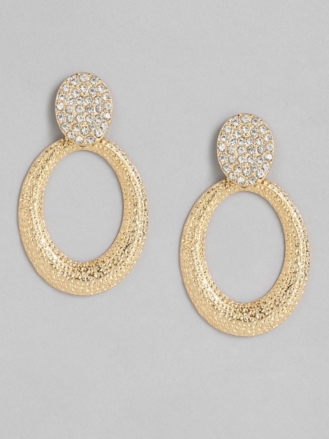 

DressBerry Gold-Toned Embellished Circular Drop Earrings