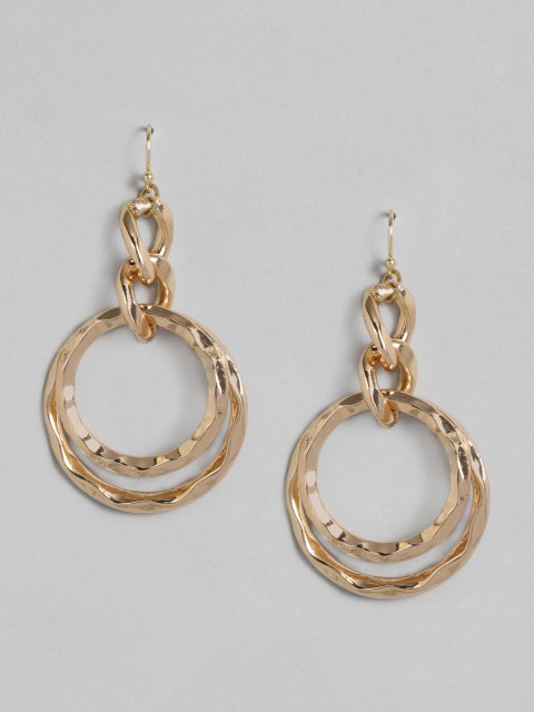 

DressBerry Gold-Toned Circular Drop Earrings