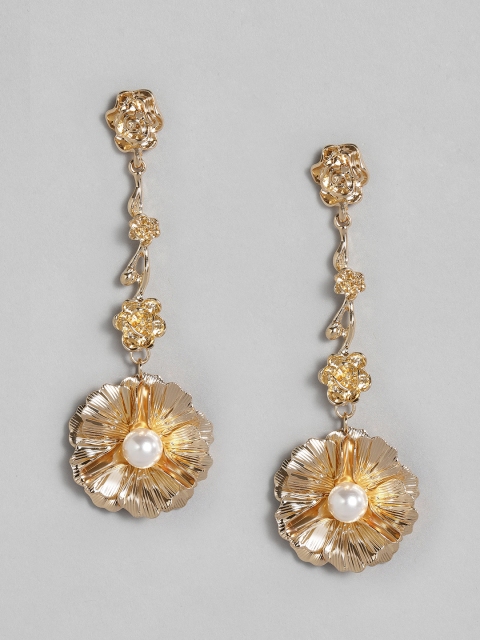 

DressBerry Gold-Toned Floral Drop Earrings