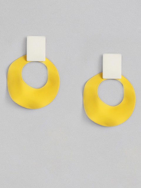 

DressBerry Yellow & White Geometric Drop Earrings