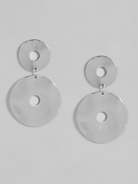 

DressBerry Silver-Plated Circular Drop Earrings