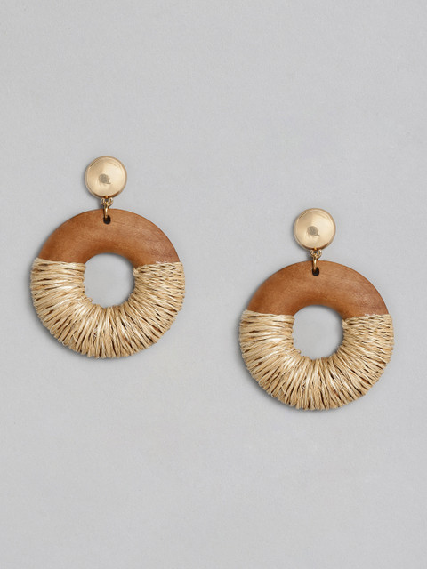 

DressBerry Brown & Beige Gold-Plated Circular Drop Earrings