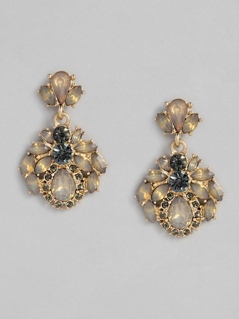 

DressBerry Gold-Toned Embellished Floral Drop Earrings