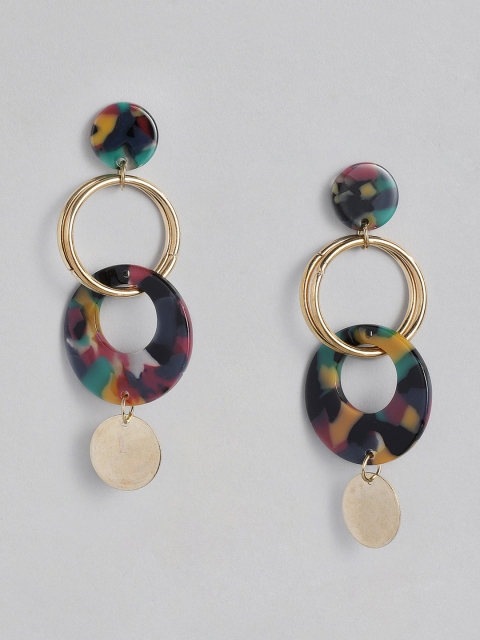 

DressBerry Gold-Plated Multicoloured Circular Drop Earrings, Multi