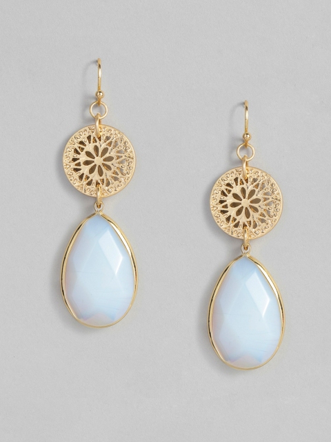 

DressBerry Blue & Gold-Toned Teardrop Shaped Drop Earrings