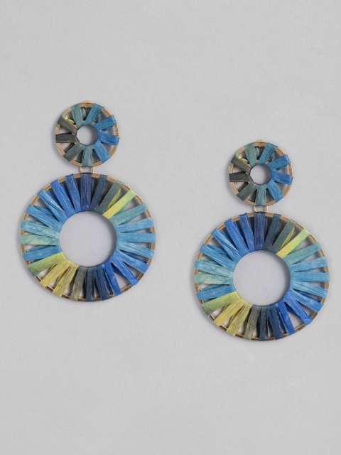 

DressBerry Blue Circular Drop Earrings