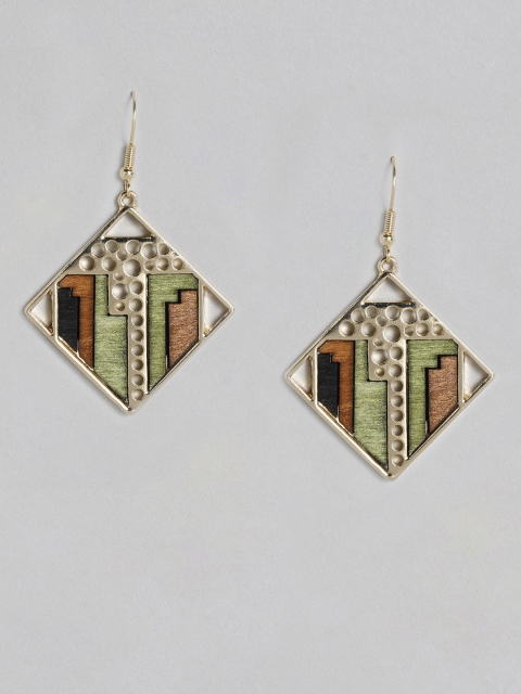 

DressBerry Gold-Toned Square Drop Earrings