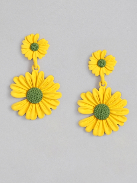 

DressBerry Yellow & Green Floral Drop Earrings