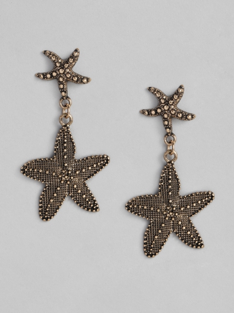 

DressBerry Gold-Toned Antique Starfish Design Drop Earrings