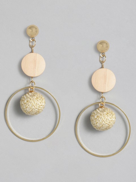 

DressBerry Gold-Toned Circular Drop Earrings