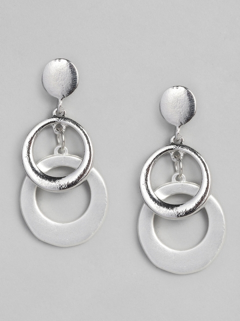 

DressBerry Silver-Toned Circular Drop Earrings