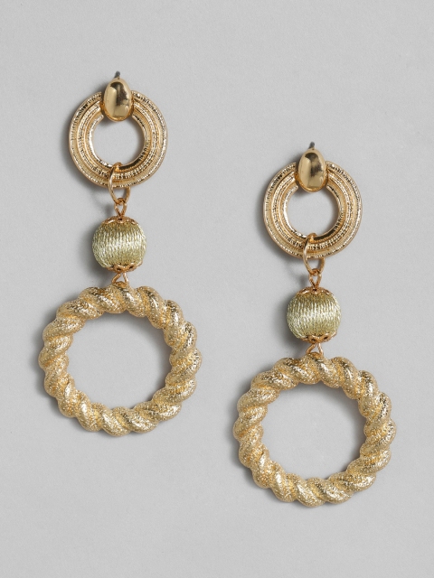 

DressBerry Gold-Toned Circular Drop Earrings