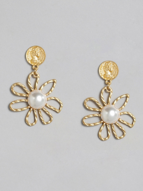 

DressBerry Gold-Toned Floral Drop Earrings