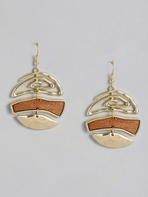 

DressBerry Brown Gold-Plated Circular Drop Earrings