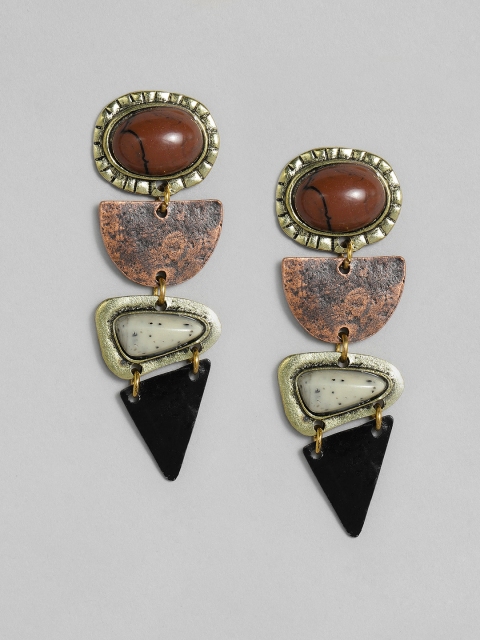 

DressBerry Brown & Cream-Coloured Antique Gold-Plated Contemporary Earrings