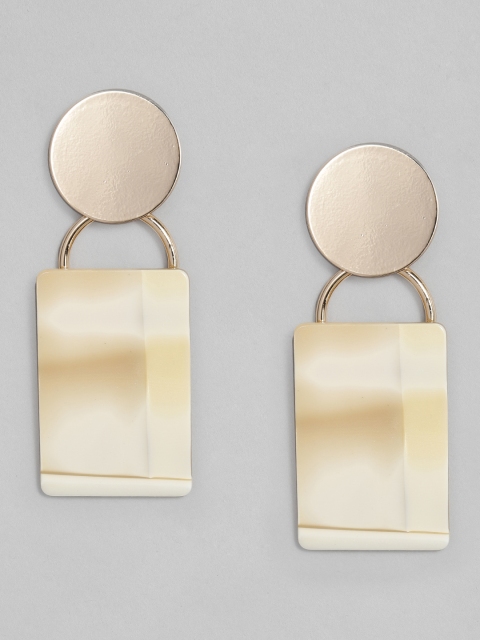 

DressBerry Beige Gold-Plated Geometric Drop Earrings