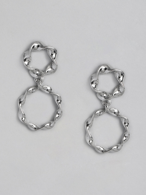 

DressBerry Silver-Toned Circular Drop Earrings