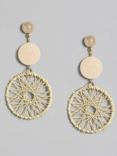 

DressBerry Beige Handcrafted Circular Drop Earrings