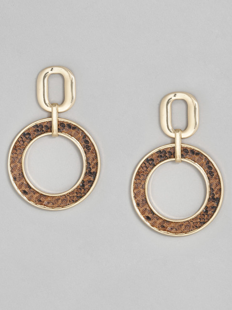 

DressBerry Brown Gold-Plated Circular Drop Earrings