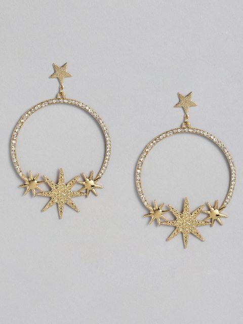 

DressBerry Gold-Plated Studded Circular Drop Earrings