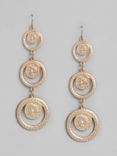 

DressBerry Gold-Toned Circular Drop Earrings