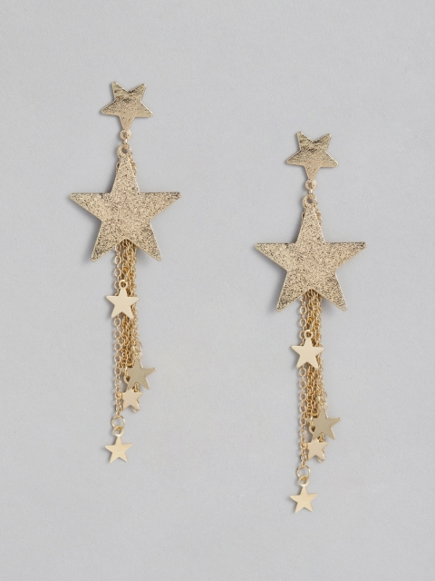 

DressBerry Gold-Plated Tasselled Star Shaped Drop Earrings
