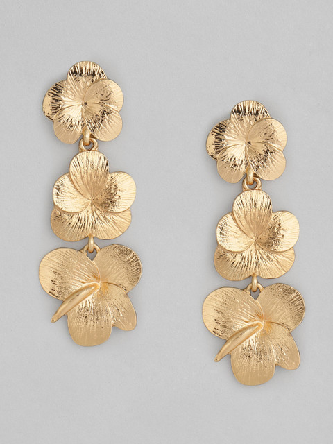 

DressBerry Gold-Toned Floral Drop Earrings