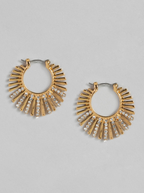 

DressBerry Gold-Plated Studded Circular Hoop Earrings